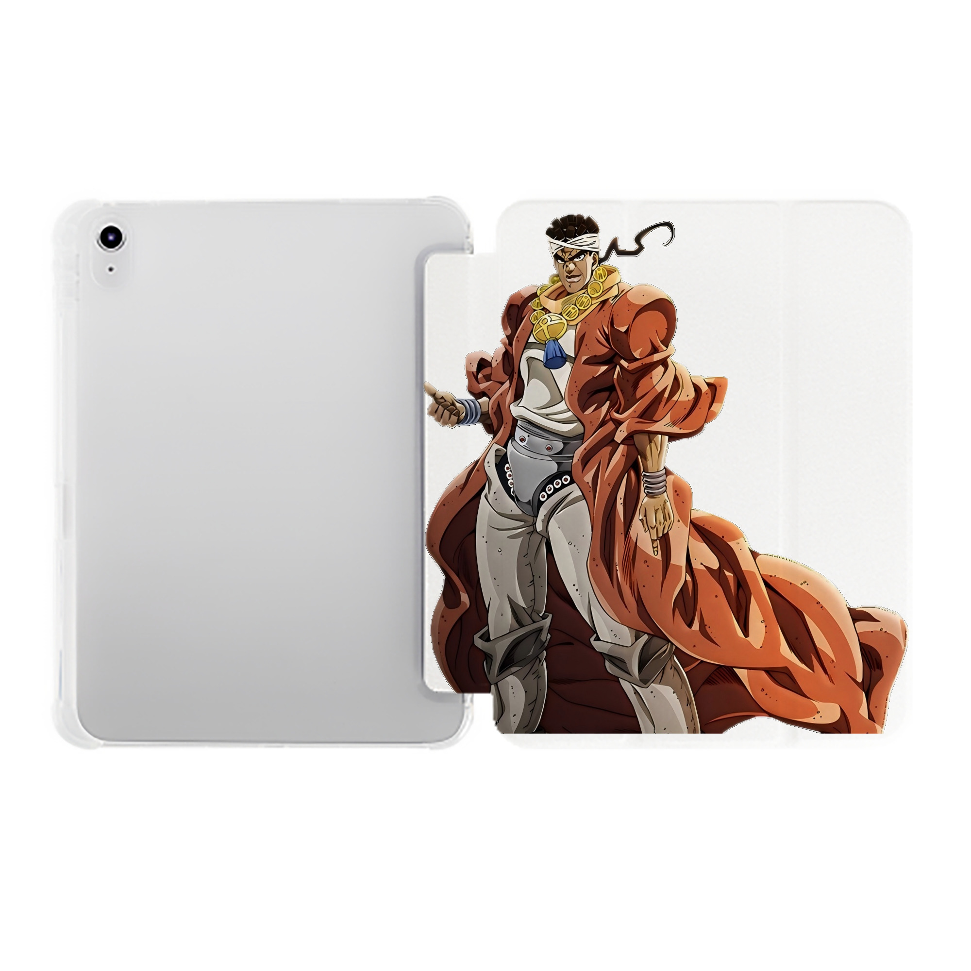 （画像用） ジョジョの奇妙な冒険 ムハンマド?アブドゥル JoJo's Bizarre Adventure Muhammad Avdol IPad ケース ペン収納付き 三つ折りスタンド PUレザー×シリコン 対応機種9.5/10.5/10.9インチ